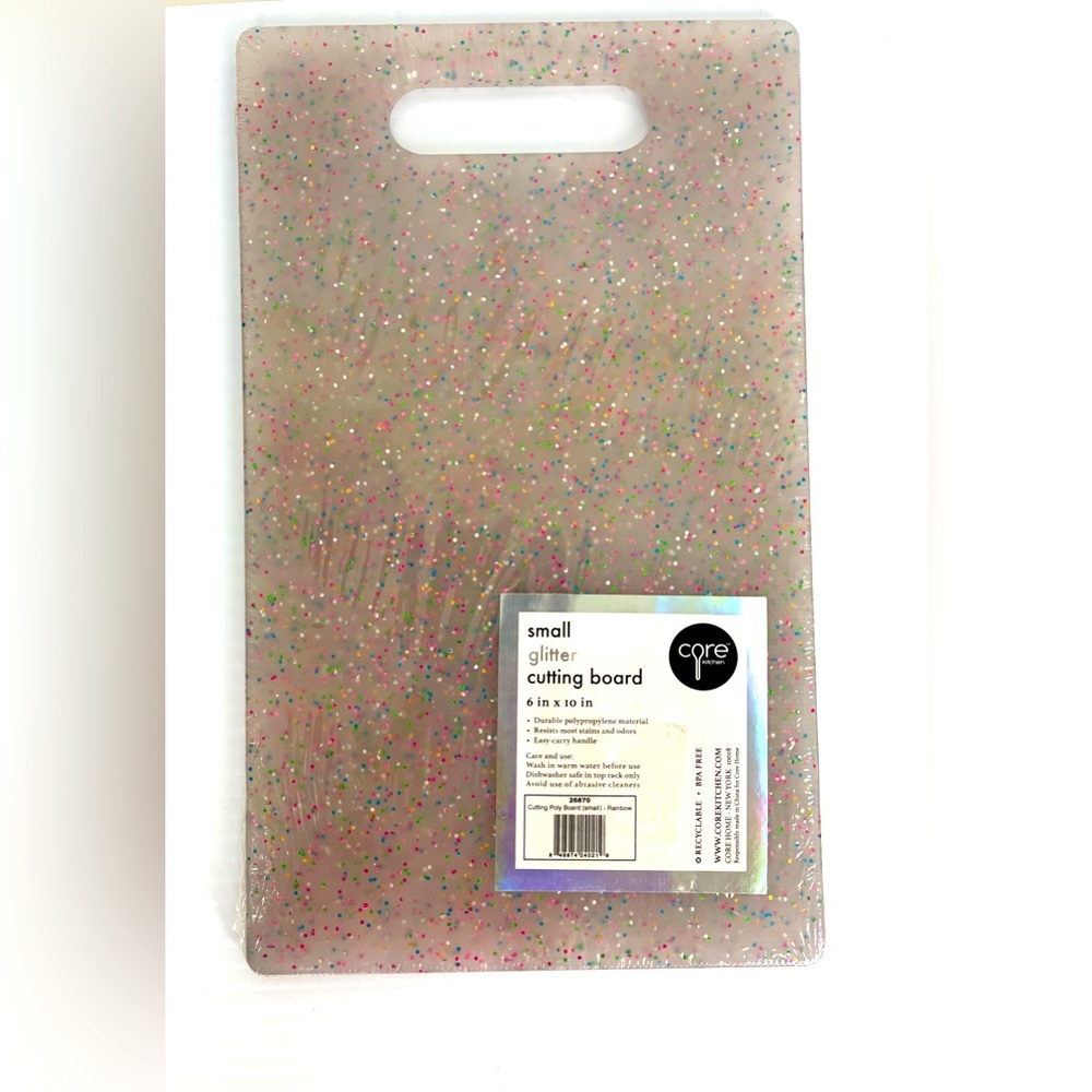 New Core Kitchen Cutting Poly Board RAINBOW Glitter SMALL Size 6”x10”